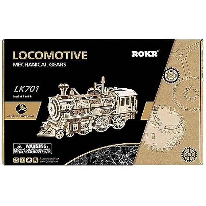 ROKR LOCOMOTIVE MECHANICAL WOODEN GEAR 3D PUZZLE KIT - Image 2